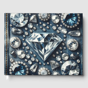Denim & Diamonds Bling Gemstone Glam Jewels Guest Book