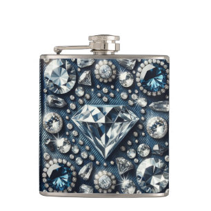 Denim & Diamonds Bling Gemstone Glam Jewels Hip Flask