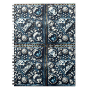 Denim & Diamonds Bling Gemstone Glam Jewels Notebook