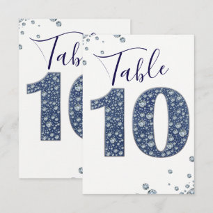 Denim & Diamonds Bling Sparkle Table Number 10 TEN