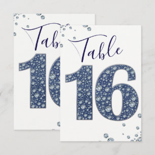 Denim & Diamonds Bling Sparkle Table Number 16