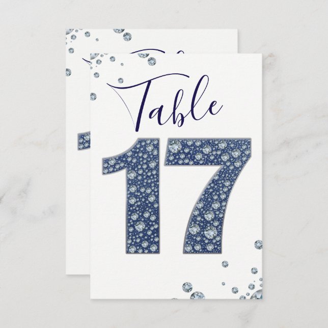 Denim & Diamonds Bling Sparkle Table Number 17 (Front/Back)