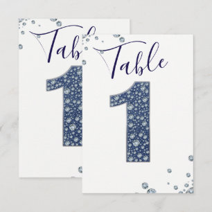 Denim & Diamonds Bling Sparkle Table Number 1 ONE