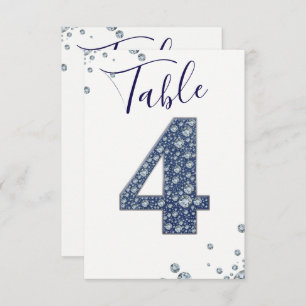 Denim & Diamonds Bling Sparkle Table Number 4 Four