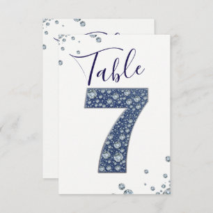 Denim Diamonds Bling Sparkle Table Number 7 SEVEN