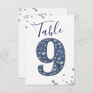 Denim & Diamonds Bling Sparkle Table Number 9 NINE