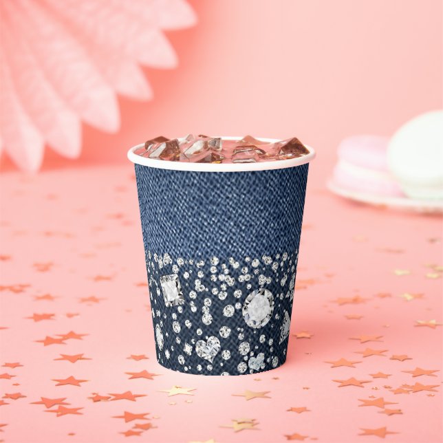 Denim & Diamonds Blue Jean Bling Birthday Party Pa Paper Cups (Insitu)