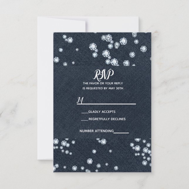 Denim & Diamonds Blue Jeans Bling Glam RSVP (Front)