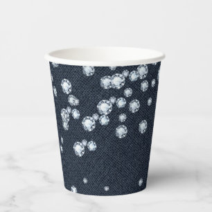 Denim & Diamonds Chic Elegant Birthday Party Paper Cups