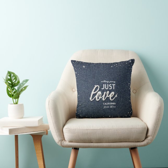 Denim Diamonds Elegant Just Love Wedding Favour Cushion (Chair)