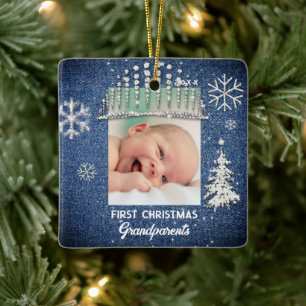 Denim Diamonds First Christmas Tiara Grandparents Ceramic Ornament