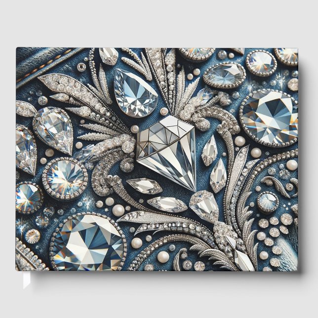 Denim & Diamonds Gemstone Bling Jean  Guest Book (Front)