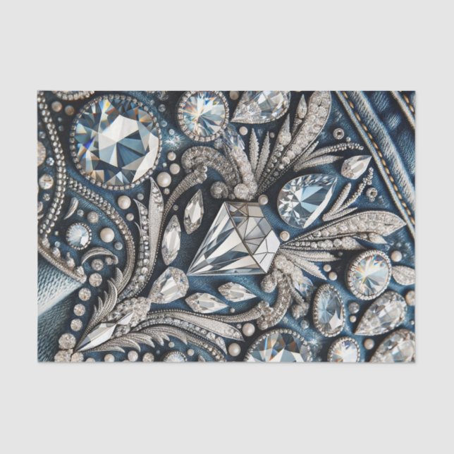 Denim & Diamonds Gemstone Bling Jean  Tissue Paper (Front)