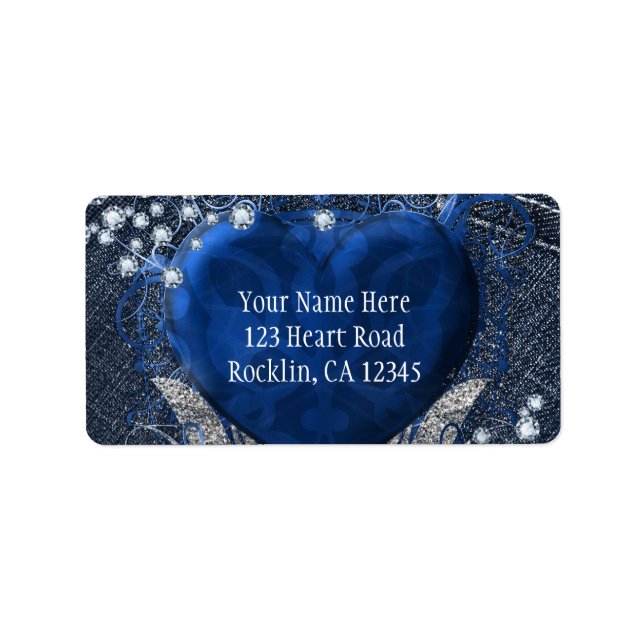 Denim & Diamonds Glam Birthday Party Invitation Label (Front)