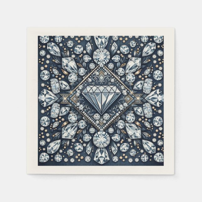 Denim & Diamonds Glam Bling Birthday Party Napkin (Front)