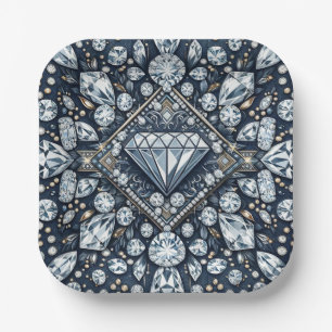 Denim & Diamonds Glam Bling Birthday Party Paper Plate
