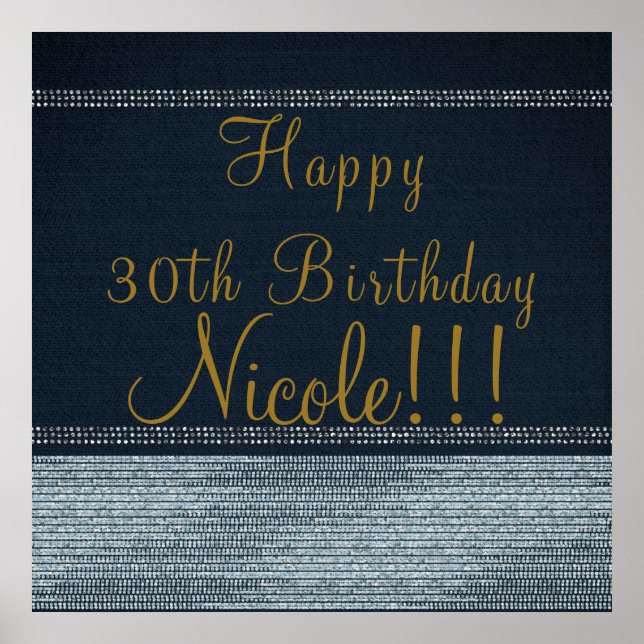 Denim & Diamonds Glam Bling Chic Party Banner Poster (Front)