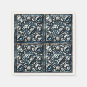 Denim & Diamonds Glam Bling Jewels Birthday Party Napkin