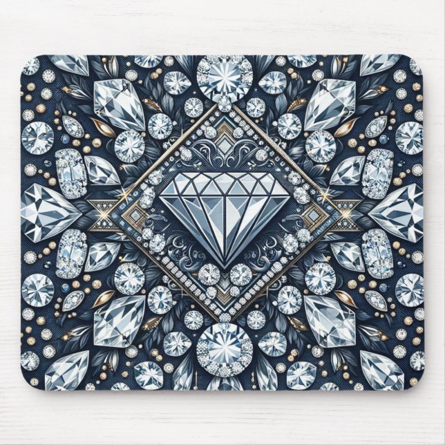 Denim & Diamonds Glam Bling  Mouse Mat (Front)