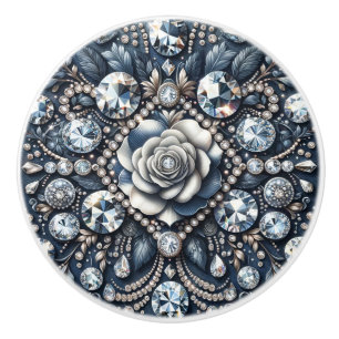 Denim & Diamonds Glam Bling Rose Jewels Ceramic Knob