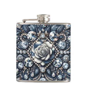 Denim & Diamonds Glam Bling Rose Jewels Hip Flask