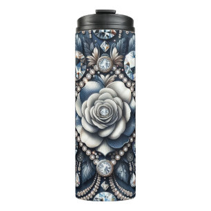 Denim & Diamonds Glam Bling Rose Jewels Thermal Tumbler
