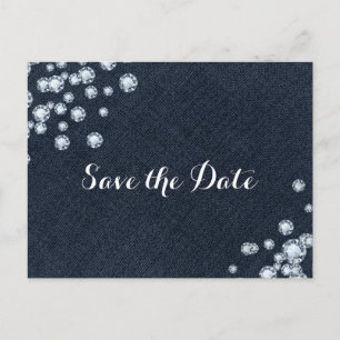 Denim & Diamonds  Glam Party Save the Date Announcement Postcard