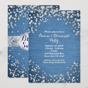 Denim & Diamonds Glam Scattered Bling Invitations