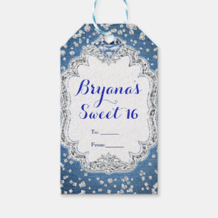 Denim & Diamonds Glam Scattered Bling Party Favour Gift Tags