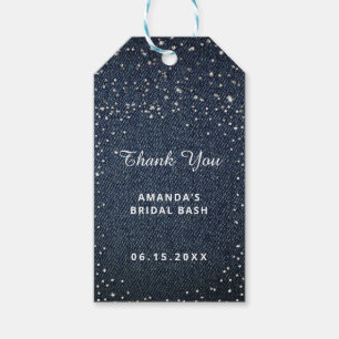 Denim Diamonds Glitter Bridal Shower Personalised Gift Tags