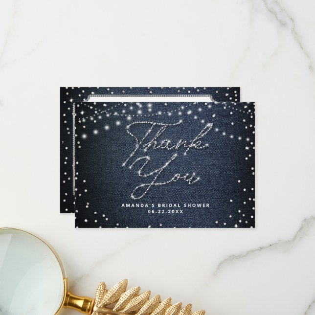 Denim Diamonds Glitter Rustic Lights Thank You (Front/Back In Situ)