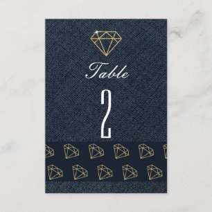 Denim & Diamonds Gold & Blue Party Table Numbers