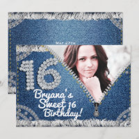 Denim & Diamonds Jean Zipper Sweet 16 Photo Party