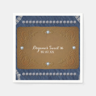 Denim & Diamonds Jeans Label Glam Party Napkin