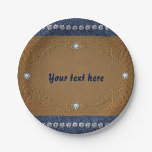 Denim & Diamonds Jeans Label Glam Party Paper Plate