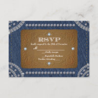 Denim & Diamonds Jeans Label Wedding RSVP Card