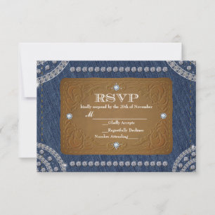 Denim & Diamonds Jeans Label Wedding RSVP Card