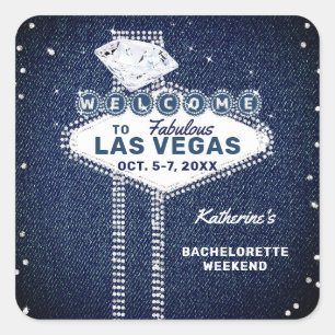 Denim Diamonds Las Vegas Thanks Bachelorette Party Square Sticker