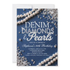 Denim Diamonds Pearls Chic Classy Stylish Birthday