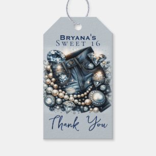Denim Diamonds & Pearls Jeans Bling Birthday Party Gift Tags