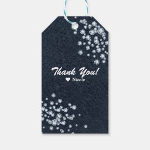 Denim & Diamonds Scattered Bling Party Favour Gift Tags