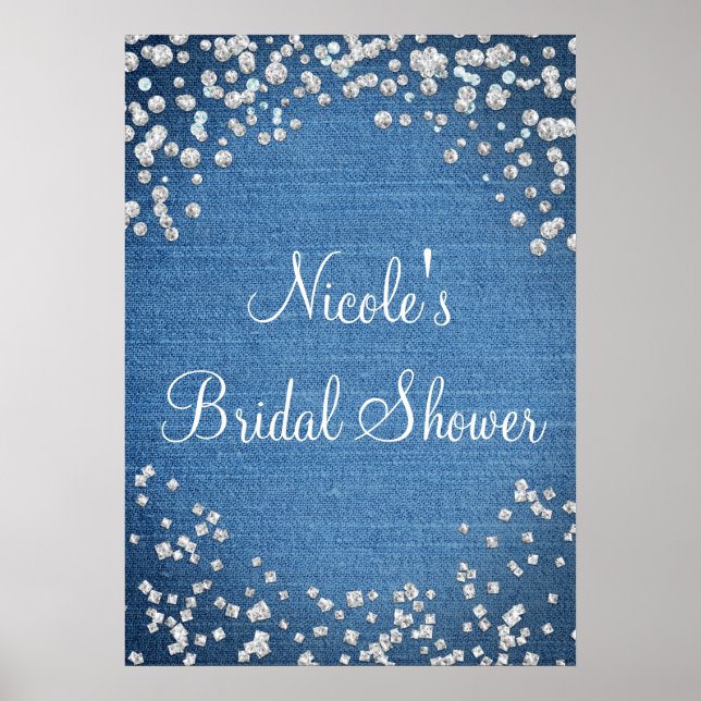 Denim & Diamonds Scattered Bling Poster Banner (Front)