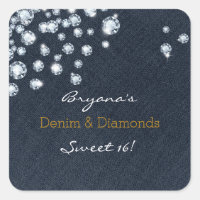Denim & Diamonds Sweet 16 Birthday Party Stickers