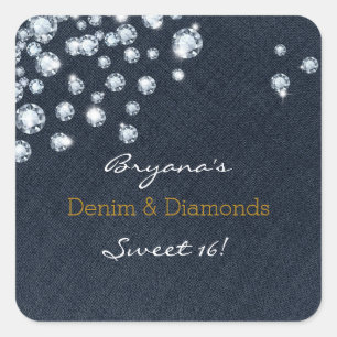 Denim & Diamonds Sweet 16 Birthday Party Stickers