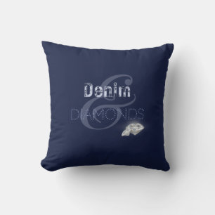 Denim & diamonds   throw pillow