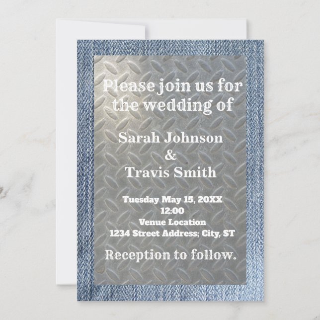 Denim & Diamonds Wedding Invitation (Front)