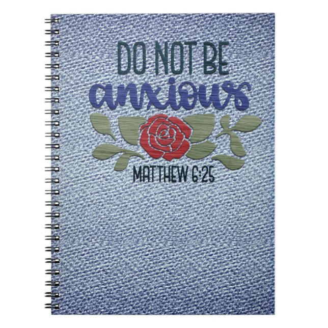Denim Embroidered-look Scripture  Notebook (Front)