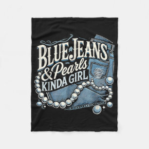 Denim Fabric Blue Jeans Pearls Skinny Jeans Lover  Fleece Blanket