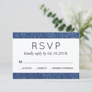 Denim Fabric, Denim Texture, Blue Denim, Wedding RSVP Card