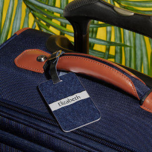 Denim Fabric, Denim Texture, Blue Denim, Your Name Luggage Tag